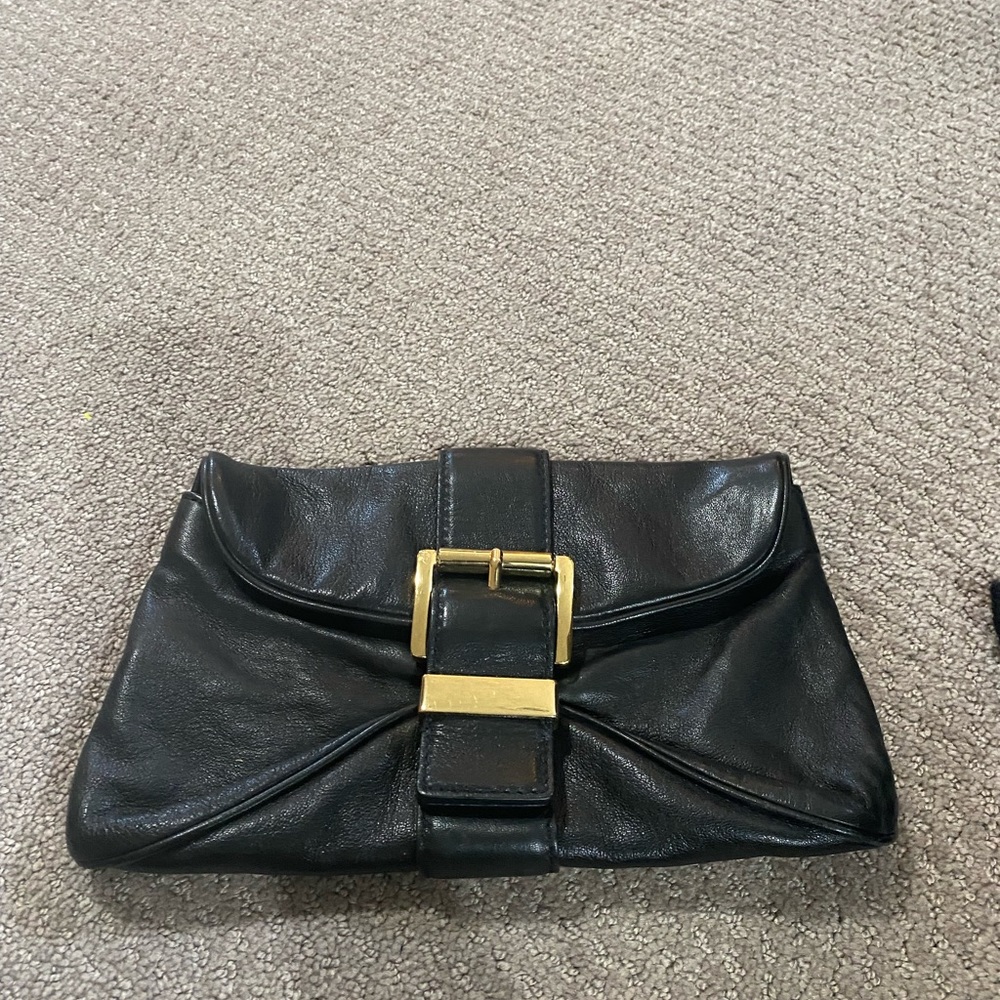 UGC Michael Kors Clutch Heidi Leather Luggage Gold Hardware Black Bag Wristlet